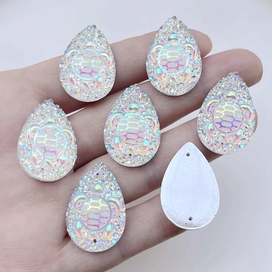 Crystal turtle pattern horse eye drops Rhinestone/resin flat back scrapbook DIY jewelry indigenous earring decoration 10pcs/lot