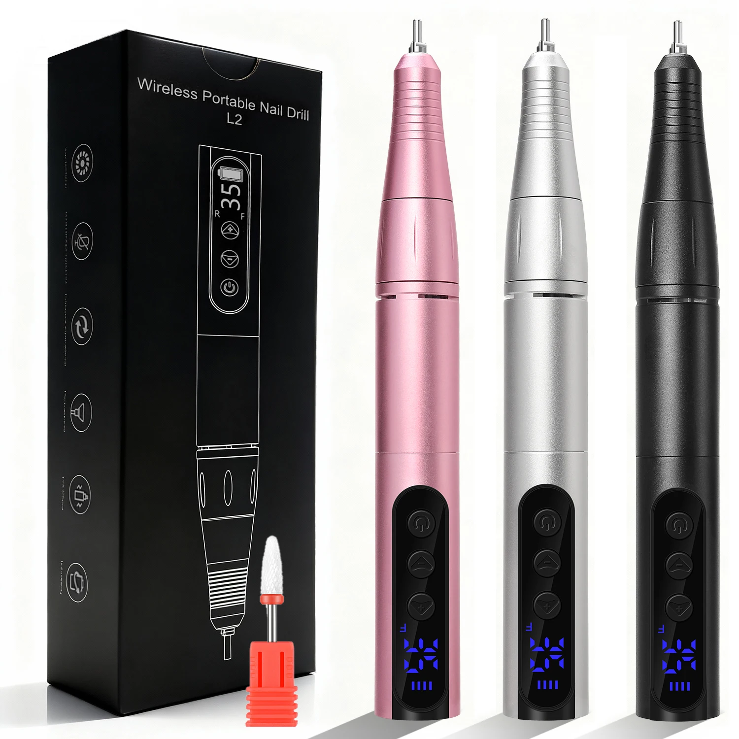DianaBeauty 35000RPM Wireless Nail Drill Pen USB Nail File Polishing Pen Rechargeable Nail Drill Machine Portable Manicure Drill