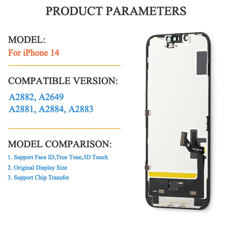 RFLCD OLED For iPhone 14 LCD Display 100% Tested Touch Screen Replacement Digitizer Assembly A2882 A2649 A2881 A2884 A2883 ﻿ ﻿