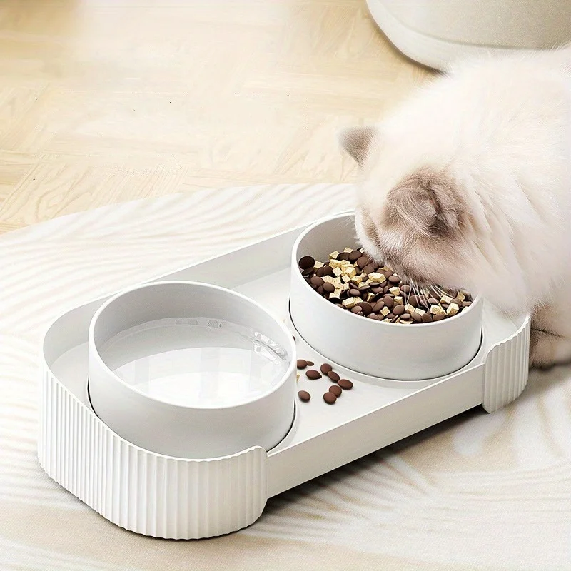 

Ceramic Cat Bowls Dog Bowls Raised Cat Food Water Bowls Anti overturning Splash-Proof Double Cat Food Dishes Set Pet Food Bowl