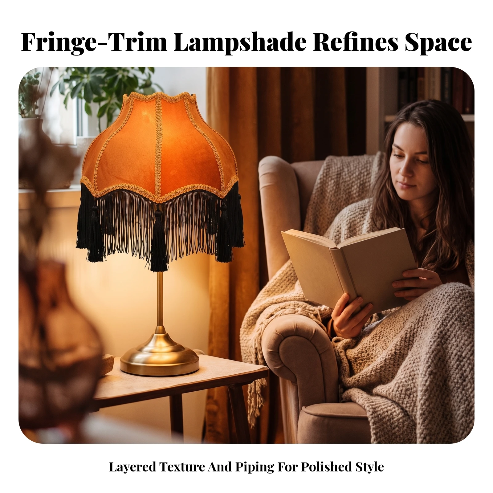 Dome Lampshade with Tassels Eye-Catching Scalloped Lampshade with Fringe Lamp Shade Ambient Inviting for Table Lamps