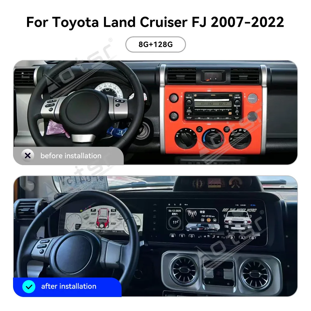 Dual 12.3 Inch Android 13 CarPlay Car Radio For Toyota Land Cruiser FJ 2007-2022 Touch Screen Multimedia Player GPS Navigation
