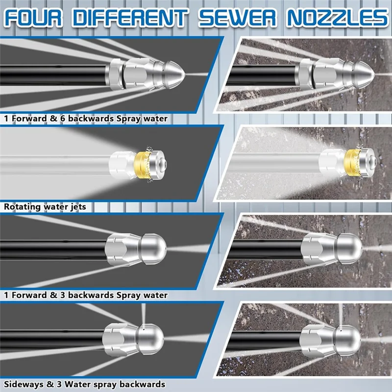 

ABMR-Sewer Jet Nozzle Kit Drain Sewer Cleaning Tool For Pressure Washer, Pipe System, 5000Psi,1/4 Quick Connect