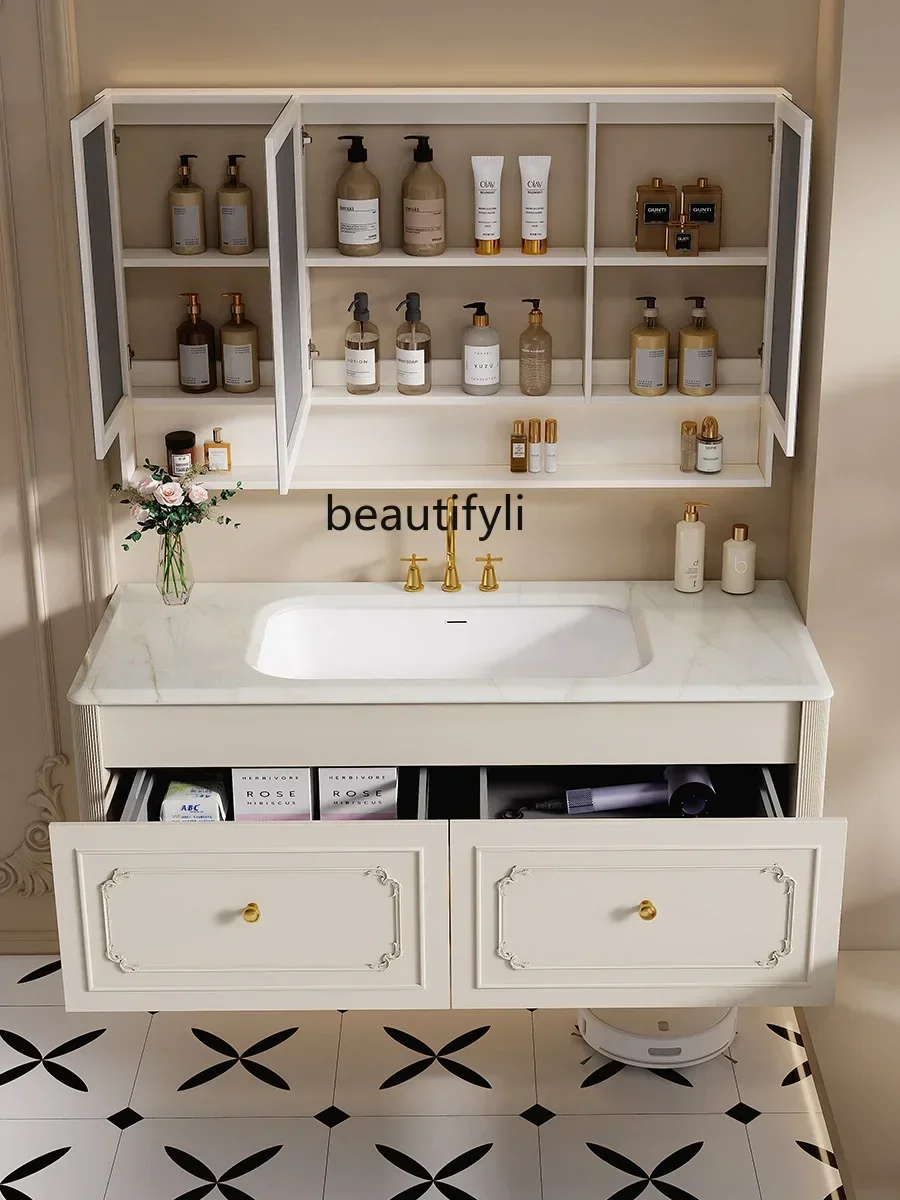 178cqyCeramic Drop-in Sink Hanging Smart Bathroom Cabinet Combination   Table