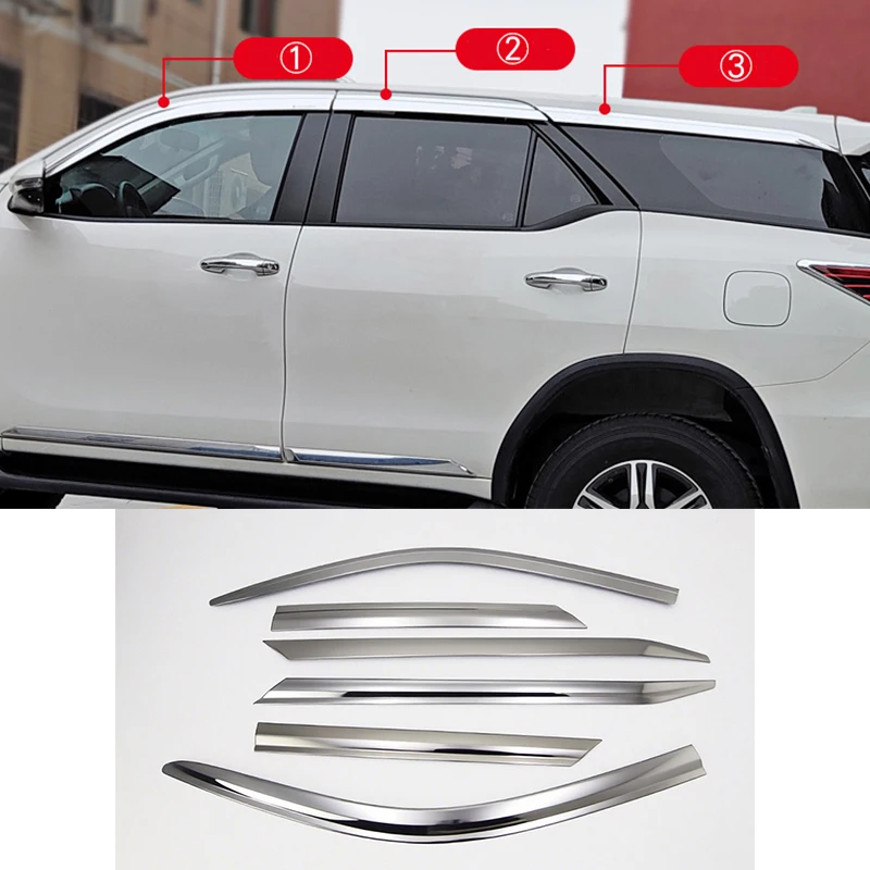 

Car accessories FIT For Toyota Fortuner SW4 AN150 2016-2024 chrome waterproof Door Window Visor Vent Shades Sun Rain Guard