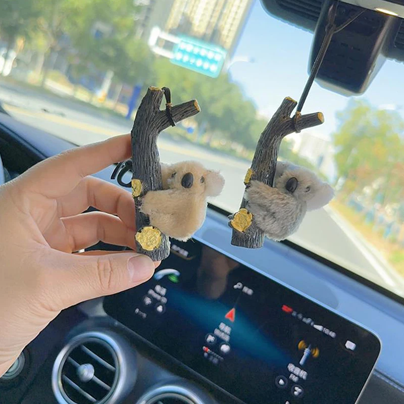 Cartoon Cute Branches Plush Koala Keychain Creative Bag Pendant Car Rearview Mirror Ornaments Fashion Accessories Exquisite Gift