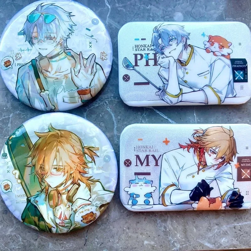 أنيمي هونكاي: ستار السكك الحديدية Phainon Mydei المعجنات الشيف المعادن بريق بروش شارة بدبوس مجوهرات اكسسوارات للملابس على ظهره هدية #6