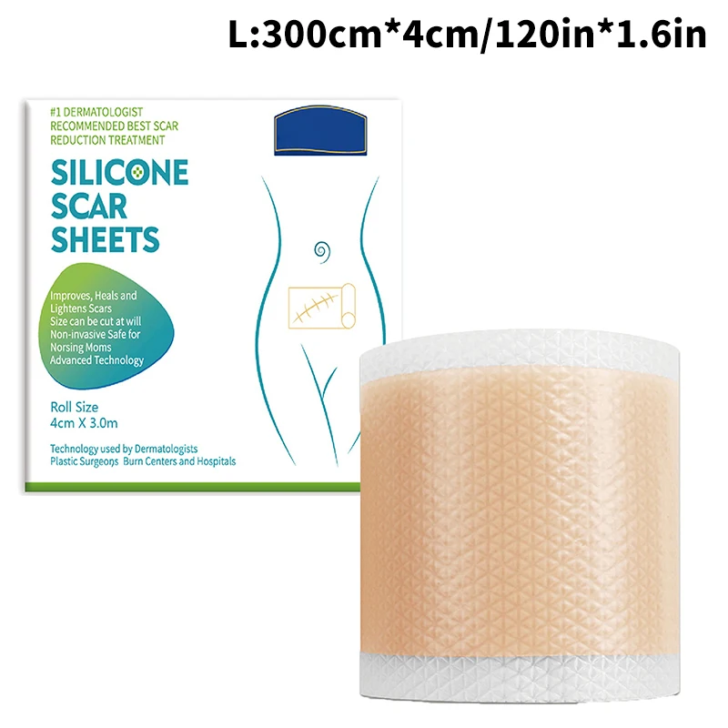 Patch de traitement de feuille de cicatrice de gel de silicone, bande de suppression, couverture de cicatrice de brûlure d'acné, réparation de la peau, section de beauté de l'oreille, 150/300 cm