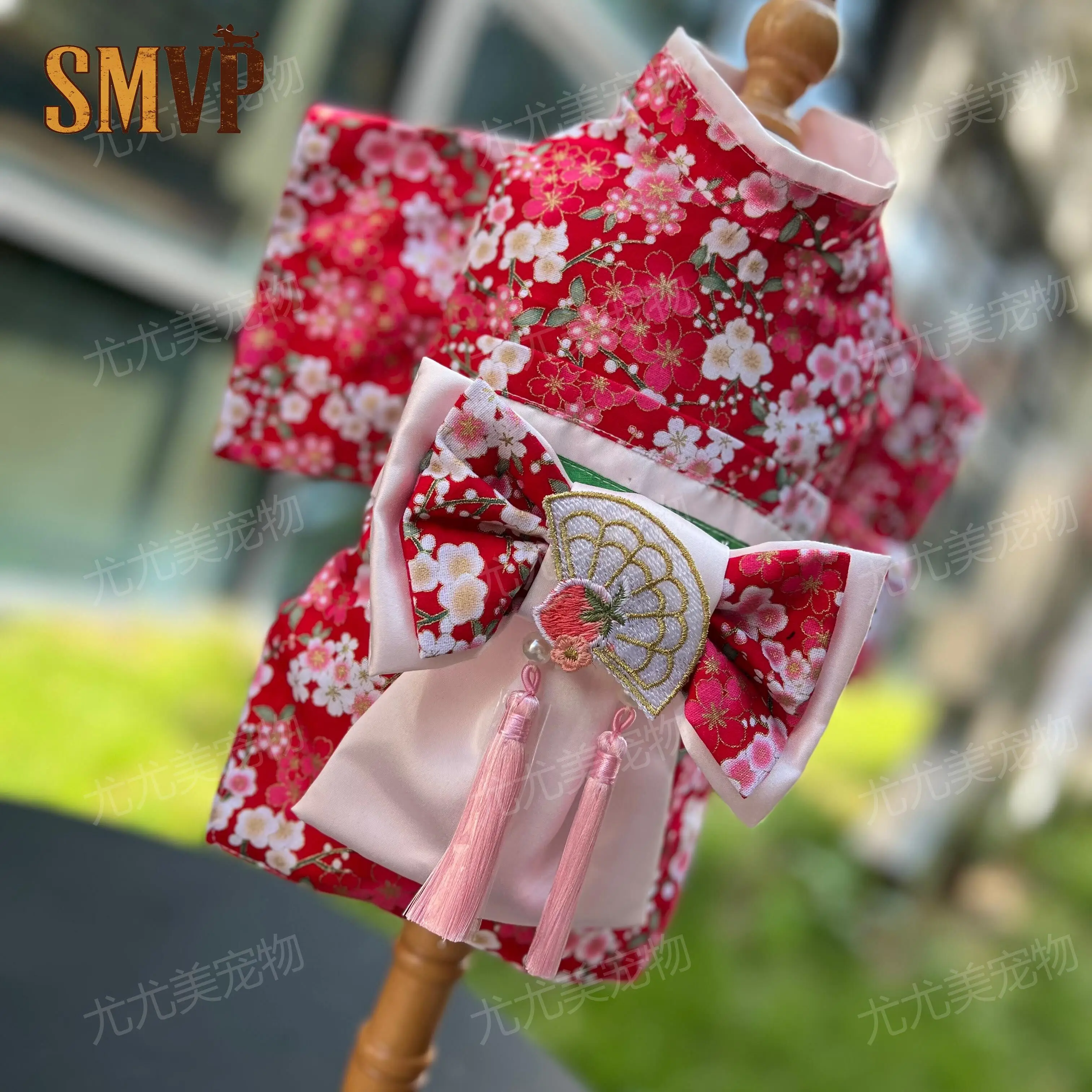 

Original Japanese Traditional Cherry Blossom Kimono Kitten Small Dog Dress High End Customized Can Participate in The Activity