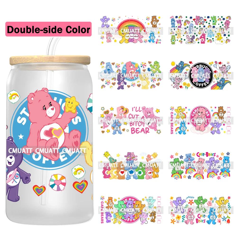 

Double Side Color Cartoon 16oz UV DTF Cup Wrap Decorate Glass Can Mugs Bottles Easily Sticky Durable Waterproof Vivid Colorful