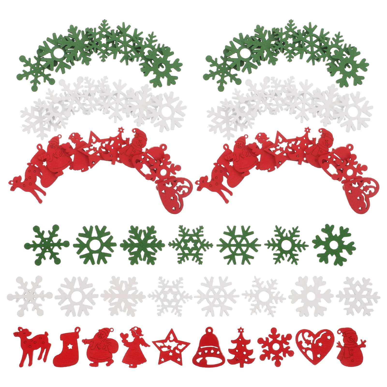 

100Pcs Wooden Snowflake Ornaments Farmhouse Decorations DIY Xmas Wood Slices Crafts Christmas Tree Hanging Embellishments