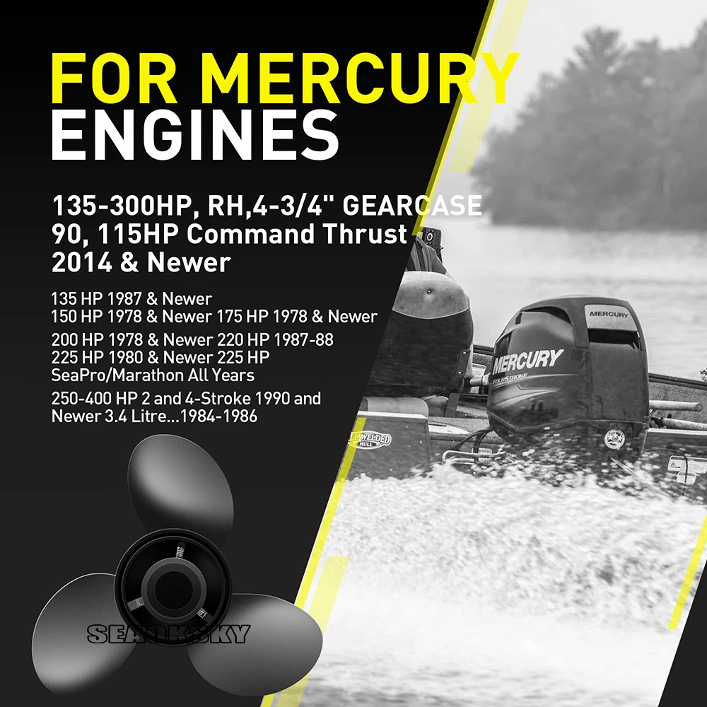 14 1/4x21 |48-832832A45 Upgrade Aluminum Outboard Propeller fit Mercury/Mariner 135-300HP,MERCRUISER STERNDRUVES, Alpha,Bravo On