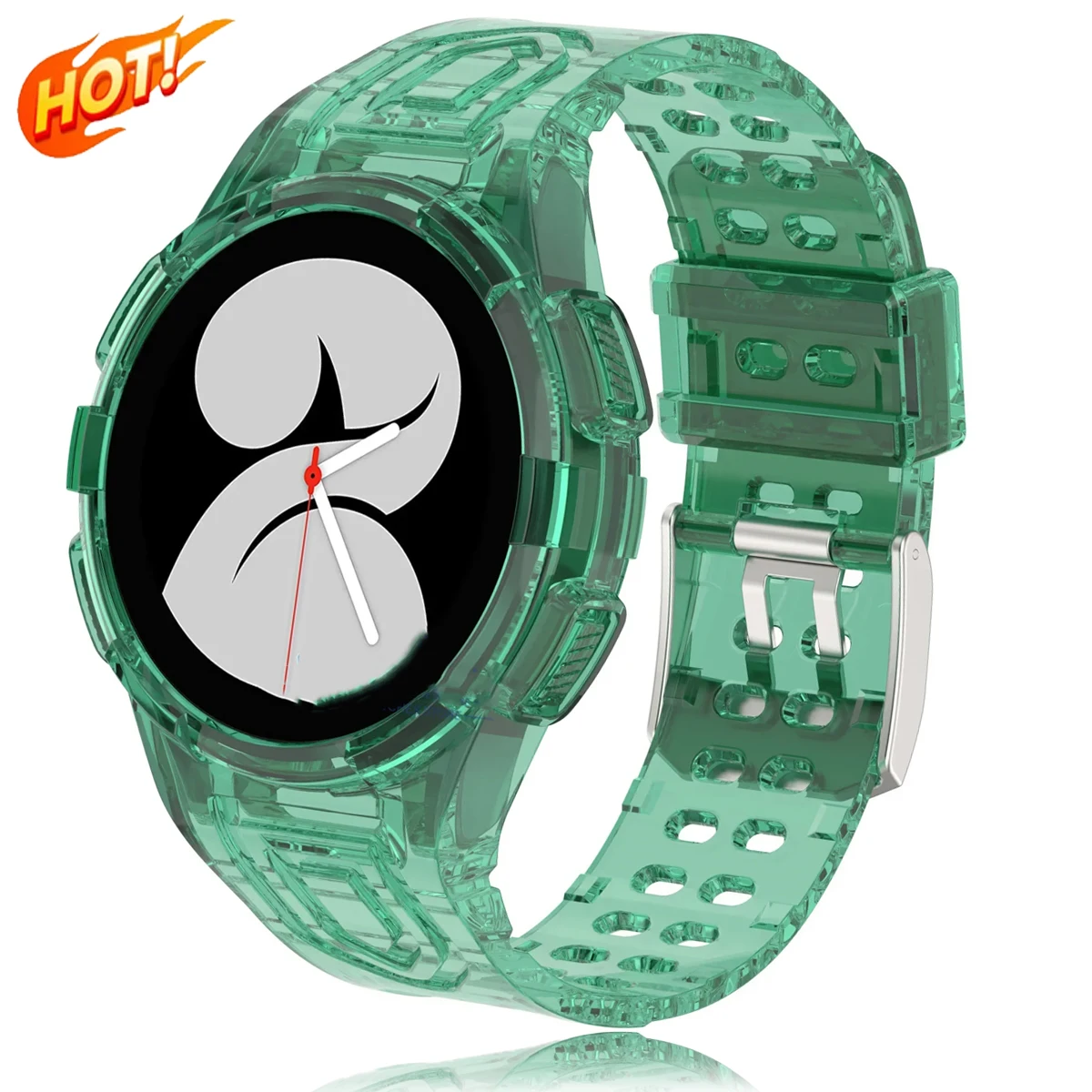 Case+Strap for Samsung Galaxy Watch 6 4 40mm 44mm Transparent Silicone Band Sport Bracelet Galaxy Watch 4 Classic 46 Accessories