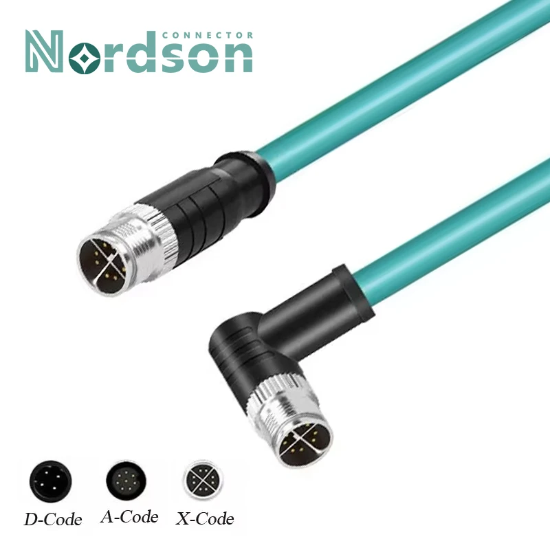 Kabel ekranujący M12 do 4Pin 8Pin RJ45 Network Coding Line A-Code D-Coding X-Type Male Female Head to RJ45 Connector Drag Chain Shielding Cable
