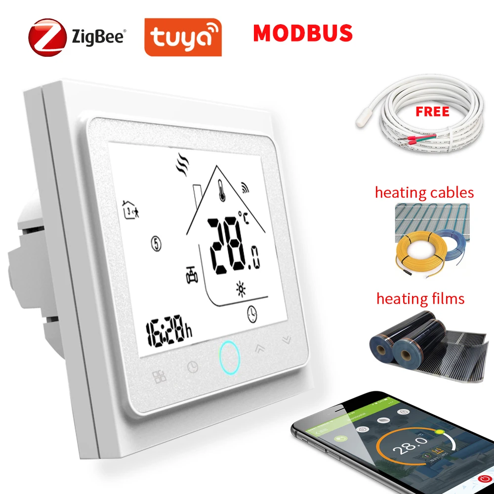 WIFI/ZIGBEE/MODBUS Protocol Remote Thermostat for Valve NO/NC,Electric Heating Radiator Boiler  with 3M NTC Warm Floor