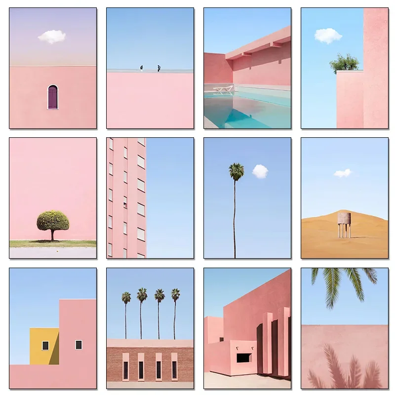 2023 بساطتها الشعبية الدوبامين معكرون اللون بناء المشارك قماش اللوحة والمطبوعات جدار صورة فنية لغرفة ديكور المنزل هدية