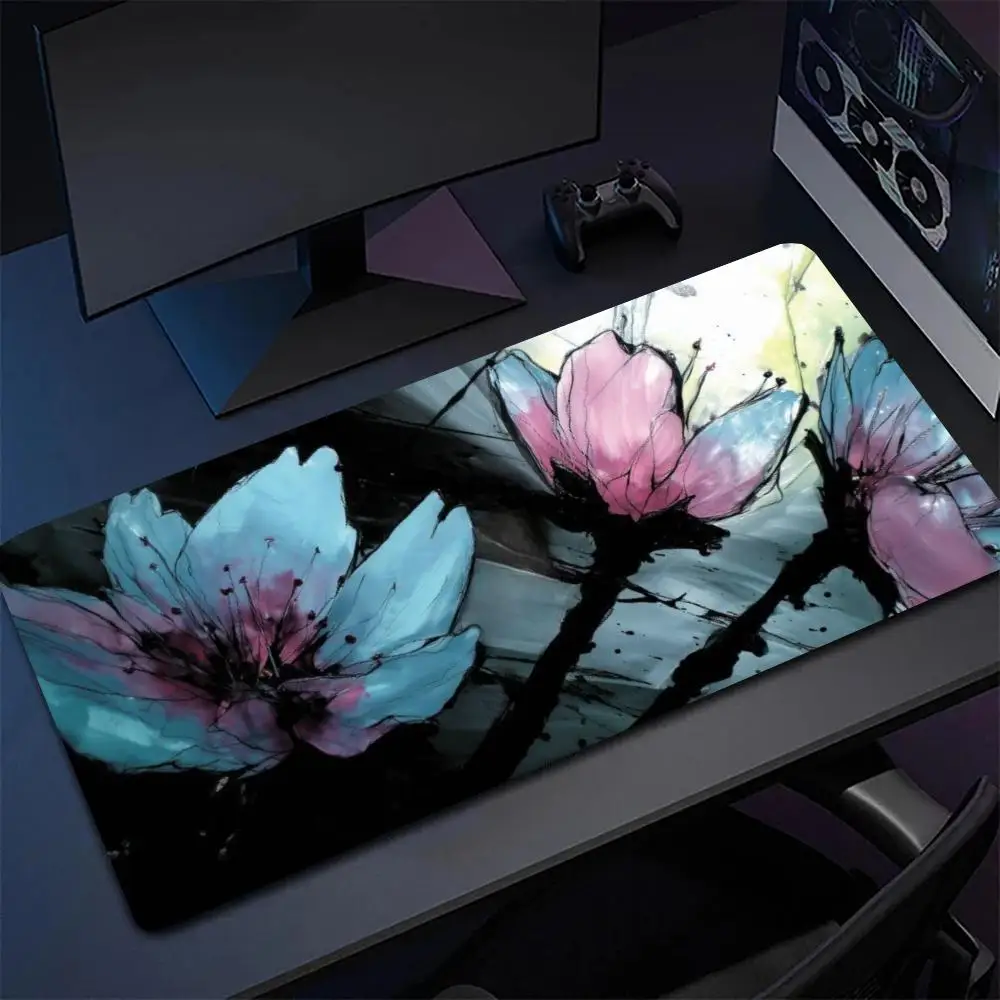 Mousepad Soft Pink Cherry Blossom Flower Bloom Playmat Large Size For Laptop Bedroom Learning Game Card Pad Table Mat