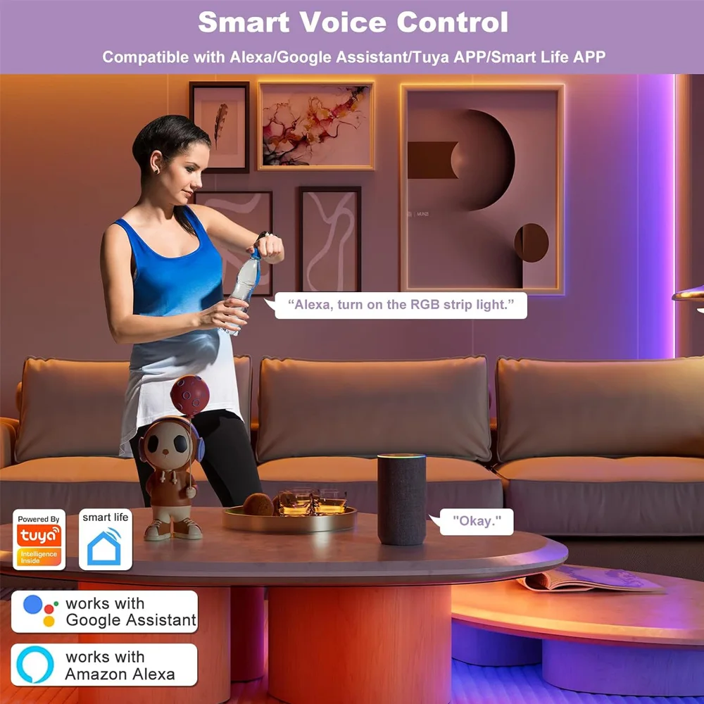TUYA WiFi COB RGB + CCT Led قطاع 12 فولت 1 متر 2 متر 3 متر 4 متر 5 متر RGBCW عكس الضوء مرنة لتقوم بها بنفسك غرفة لعبة حفلة ضوء ديكور ل أليكسا جوجل المنزل