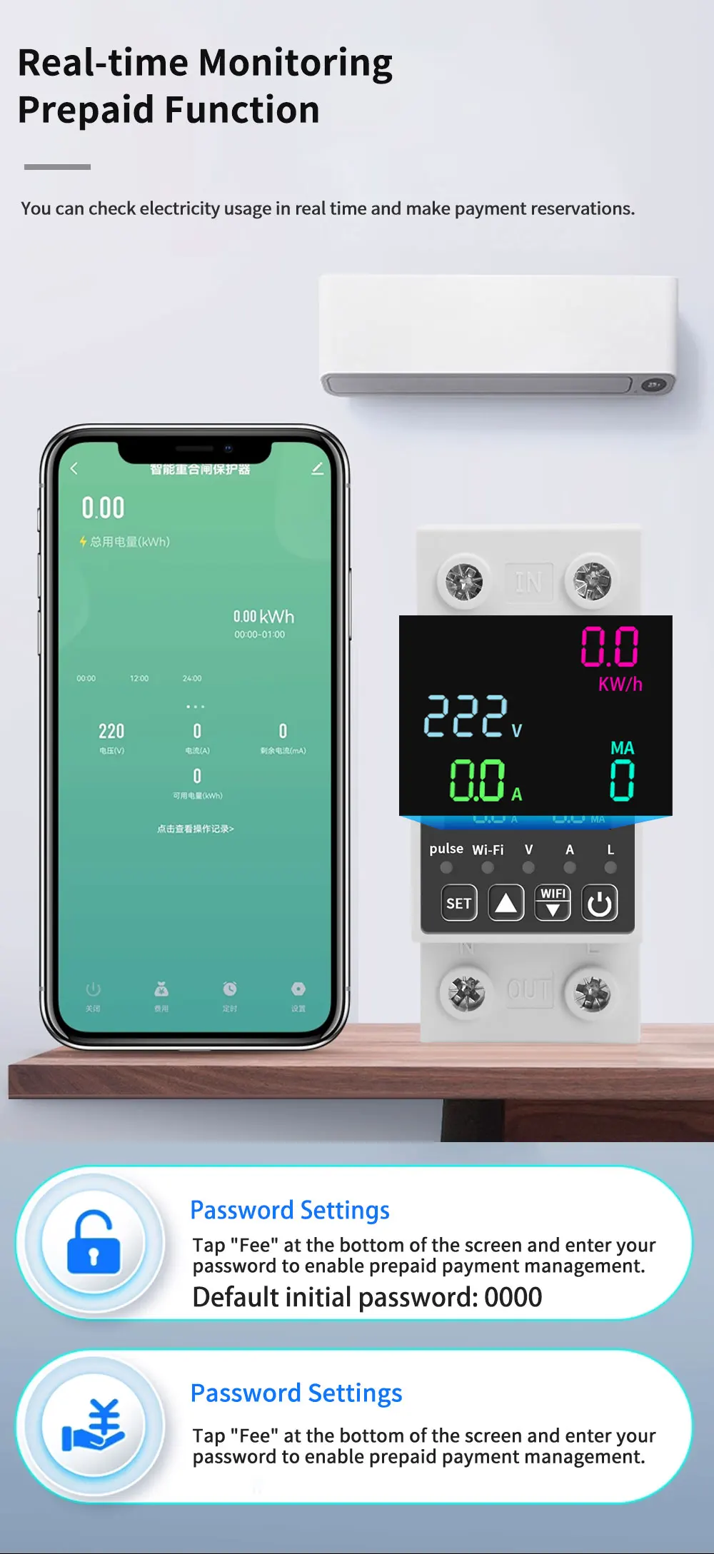 Tuya WiFi Digitales Display Intelligentes Strom- und Voltmeter 10-in-1 AC-Energiemessgerät APP-Steuerung DIN Elektrisches Energiemessgerät – Detail 5