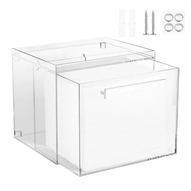 

Face Towel Holder Acrylic Towel Bin With Drawer Facial Towel Container Makeup Organizer For Vanity Bathroom Organization