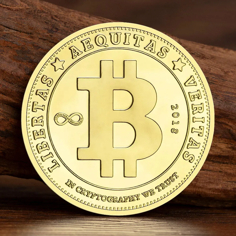 Libertas Aequitas Veritas Bitcoin Crypto Currency Souvenir Coin Golden Plated Commemorative Coins Special Gift