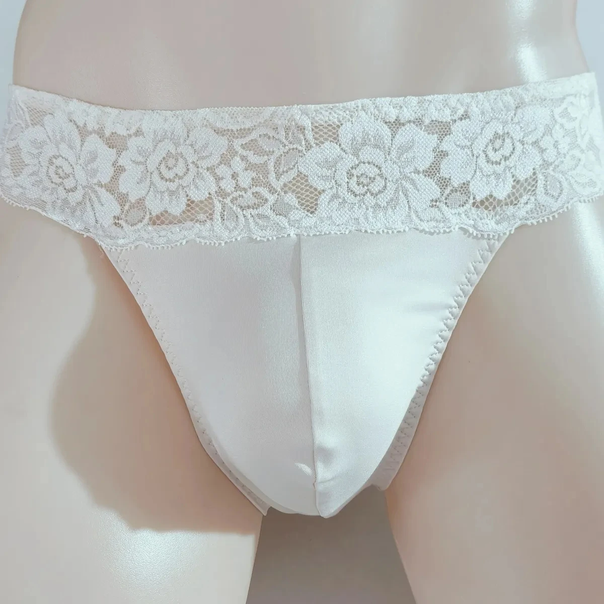 

Мужские белые кружевные трусы Sissy с низкой талией, выпуклые трусы с мешочком, трусы DJ Club Bar BF, подарочные трусики LGBQ