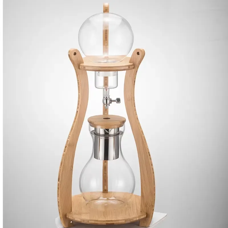 Wooden Cold Brew Coffee Maker Tower Commercial Iced Drip System for Home Barista Slow Extraction Glass Carafe Kit Commercial