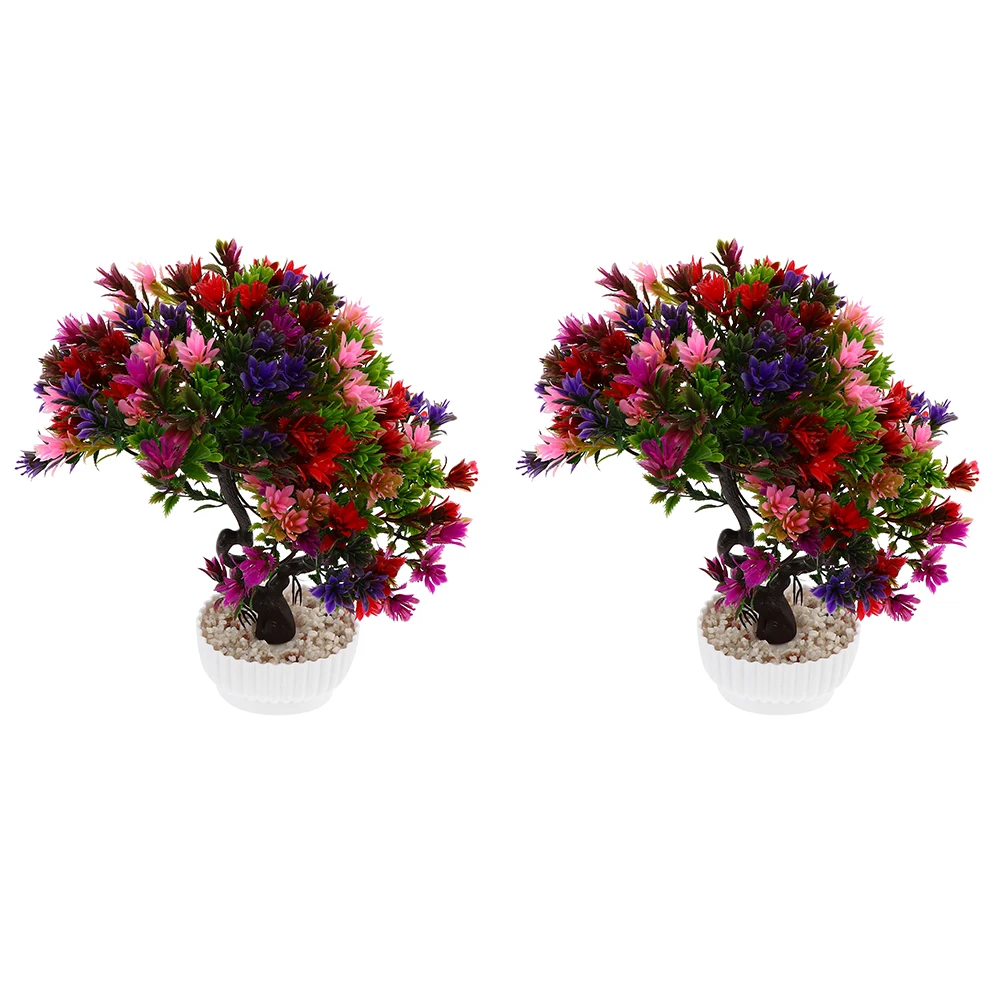 

2 Pcs Faux Potted Tree Simulated Welcoming Pine Plant Artificial Plants Bonsai Decoration Plastic Flower