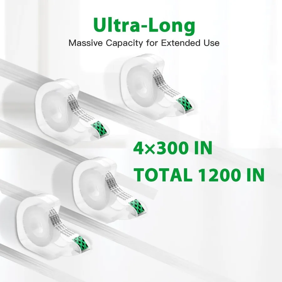 شريط مزدوج الجوانب خفيف 4 عبوات 1 2 × 300 بوصة شريط لاصق مزدوج ضيق مع موزع للحرف اليدوية ومشاريع الفنون والهدايا Wra