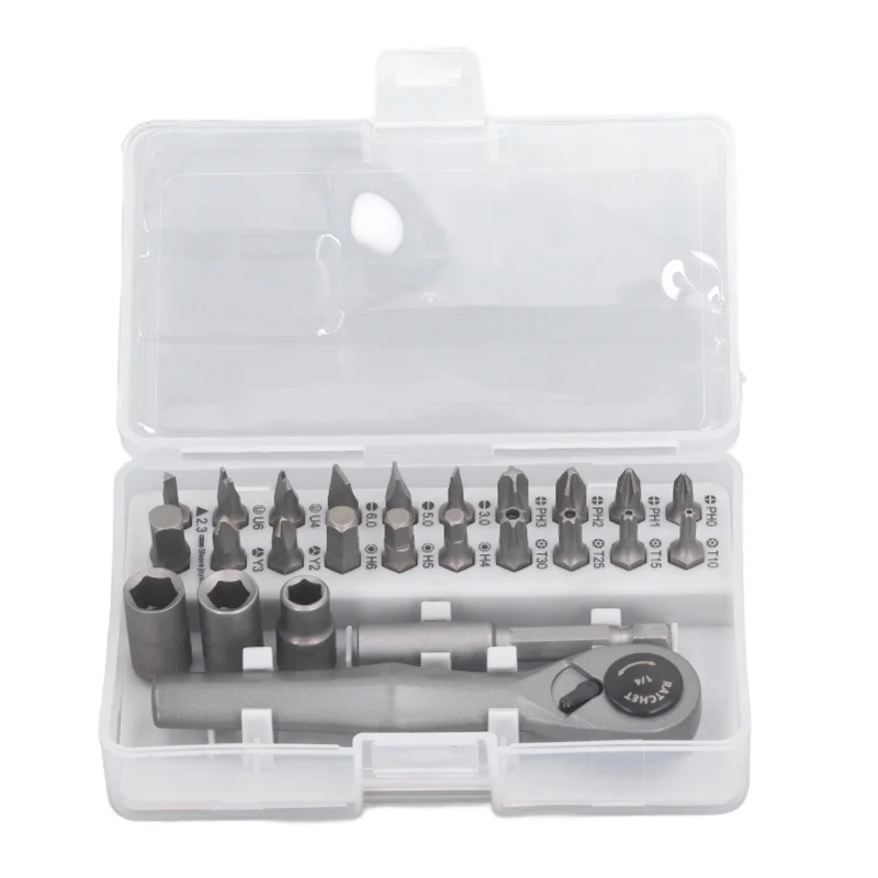 

Набор из 23 шестигранных отверток с трещоткой - биты из стали CRV и мини-ключ с высоким крутящим моментом для точных ремонтных работ