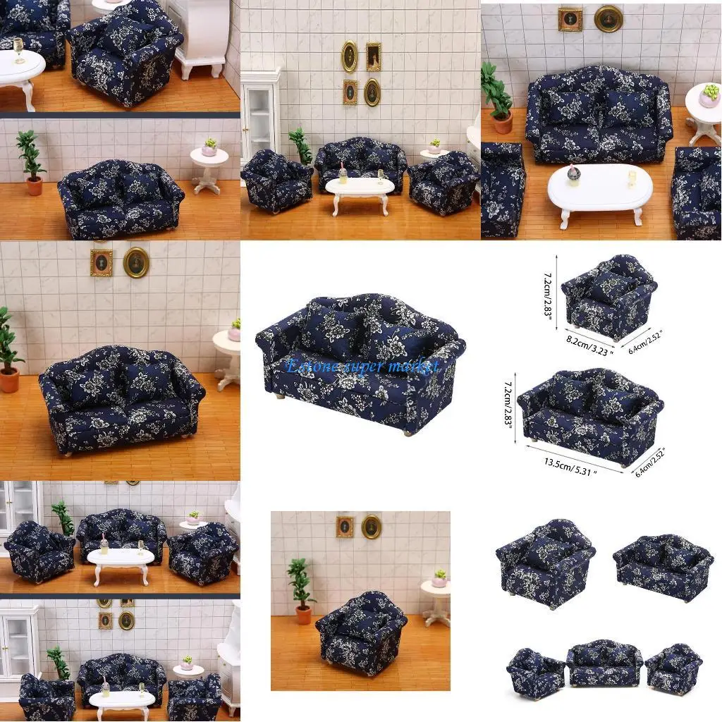 090B Mini Sofa Furniture-Miniature Baby Girls Dollhouse Couch iving Room Games