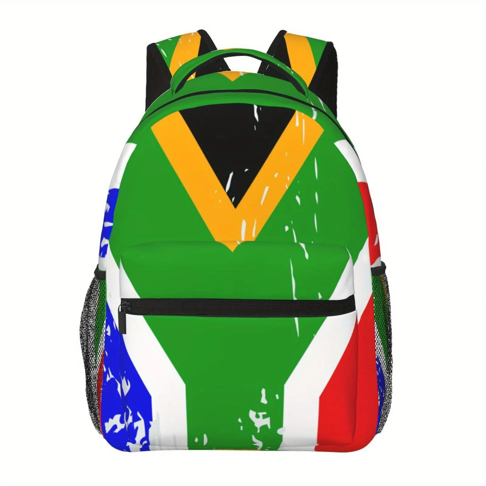 

Travel Backpack with South African Flag Design - Large Capacity for Travel and Commuting, Adjustable Shoulder Straps, Zippered
