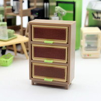 Miniature Living Room Scene Model DIY Drawer Dollhouse Furniture Grid Space Toy for Doll Pretend Play Mini Kitchen Accessories