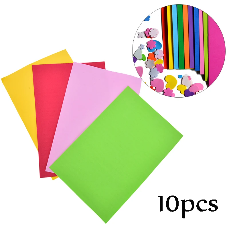 10pcs 10 Colors A4 Thick Multicolor Sponge Foam Paper Fold Scrapbooking Paper Craft DIY Handcraft Flower Prop Party Christmas