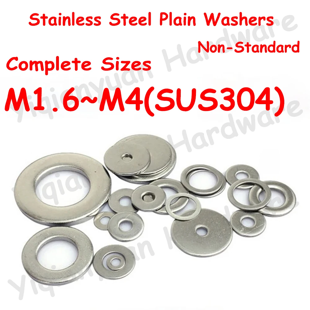 

M1.6 M2 M2.5 M3 M4 SUS304 Stainless Steel Non-standard Plain Washers Flat Gaskets Shims for Cylinder Complete Sizes Rings