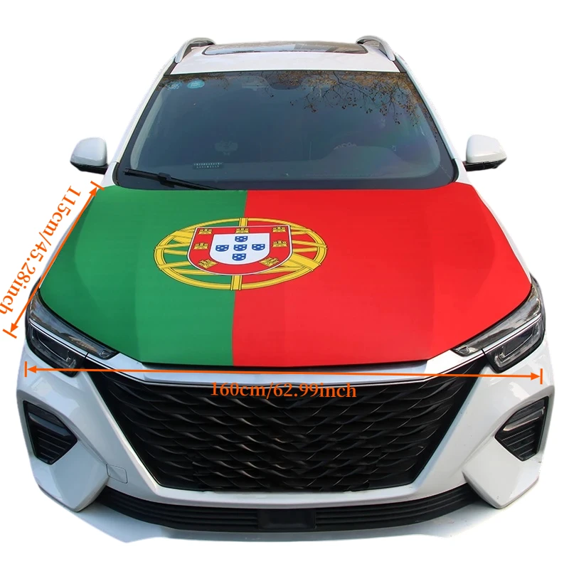 1pc National Portuguese Flag Banner Car Hood Cover Flag Elastic Fabric For Decor- 115x160cm Engine Hood Protector for Most Cars