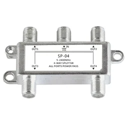 Digital 4-Way Coaxial Cable Splitter 5-2400MHz RG6 and RG59 Compatible 4 Port Coax Splitter for Satellite Cable TV Antenna Syst