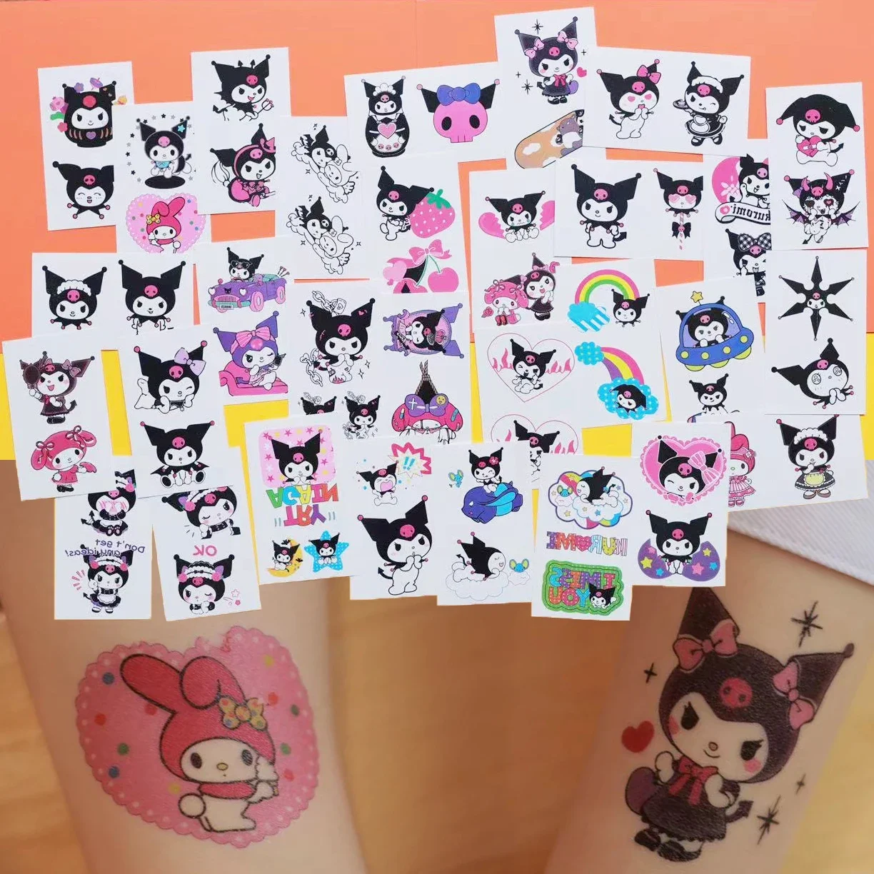 Kawaii Cute Sanrio Hello Kitty Kuromi Tattoo Stickers Kids Anime Cartoon Cute Waterproof Stickers Party Decoration Supplies Toys