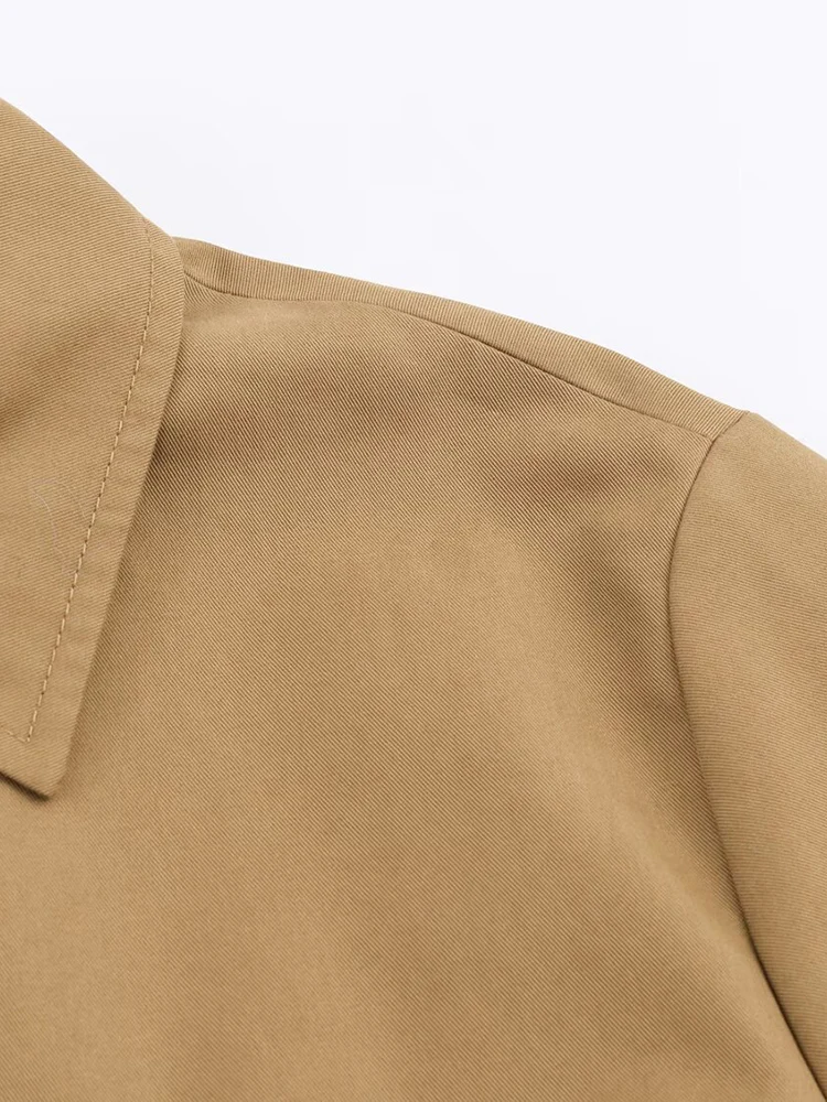 سترة نسائية جديدة على الطراز الأوروبي متعددة الاستخدامات وخصر قابل للتعديل وأكمام طويلة #4