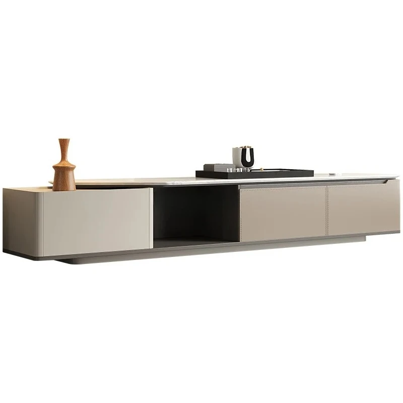 

Marble floor-to-ceiling TV cabinet Modern simple household high-end small apartment TV cabinet