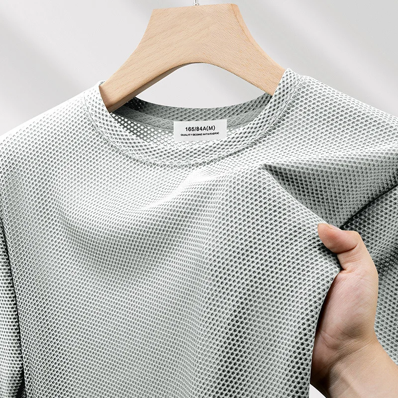 Breathable Mesh Short Sleeve Men Quick Drying Jogging T Shirts Running Sports Fitness Shirt Solid Cool Thin Comfortable T-shirt