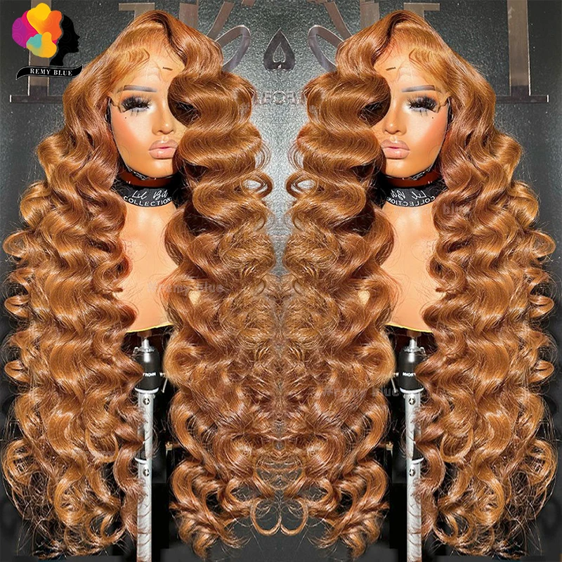 الزنجبيل شقراء 13x6 HD الدانتيل الباروكات الأمامية الجسم موجة شعر مستعار بني اللون 13X4 الدانتيل الشفاف الجبهة خصلات الشعر المستعار الإنسان للنساء السود #1