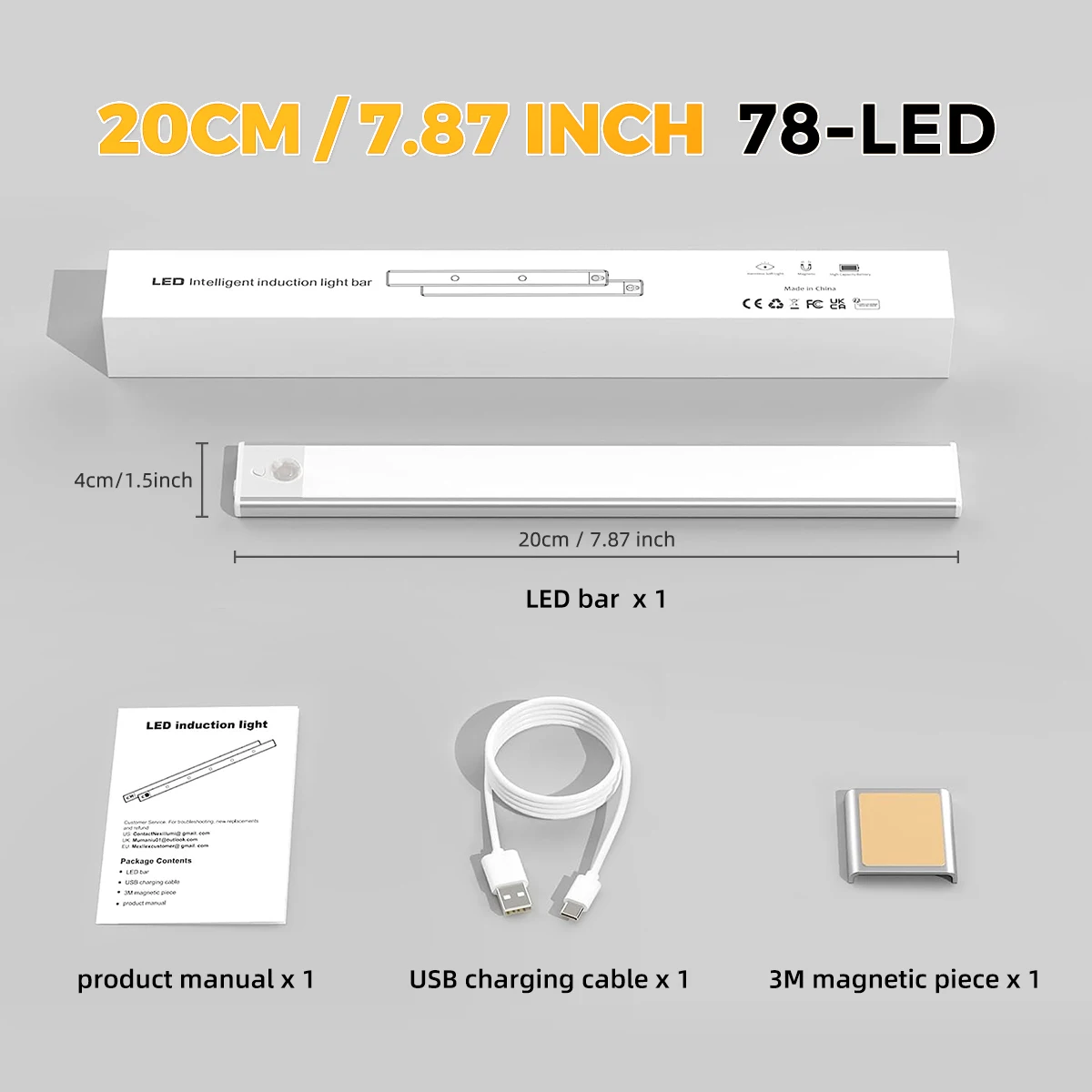 LED Under Cabinet Lights,  Rechargeable  Sensor Light Indoor , 3 Color Temps&Dimmable  Wireless,Under Counter Light For Kitchet