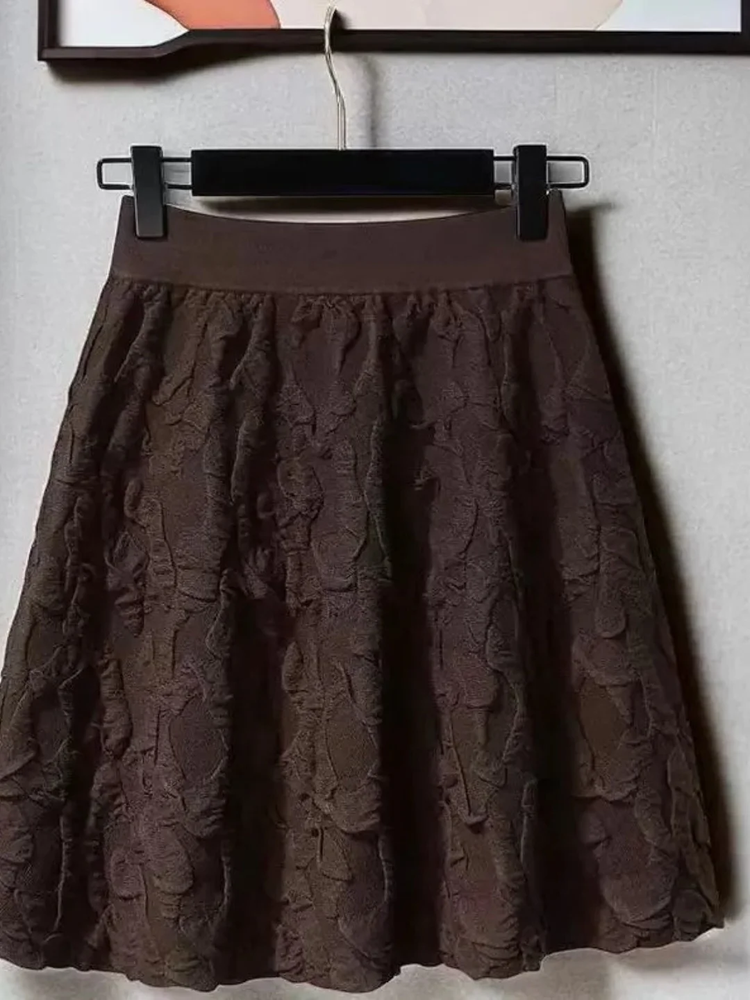 plus Size A-Line  Skirt Women's Loose Fitting Fluffy Short Skirt High Waist Casual Style Knitted Fabric Casual Wear