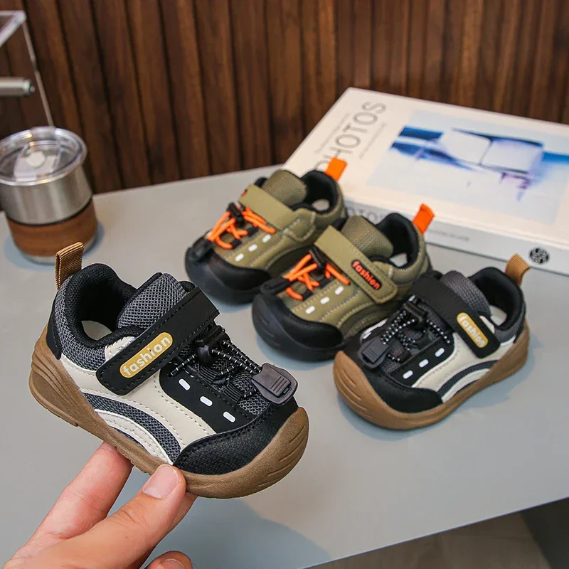 

2025 Autumn New Baby Sports Shoes Handsome for Boys Walking Shoes Toes Capped Soft Bottom Children Running Shoes Hook&loop