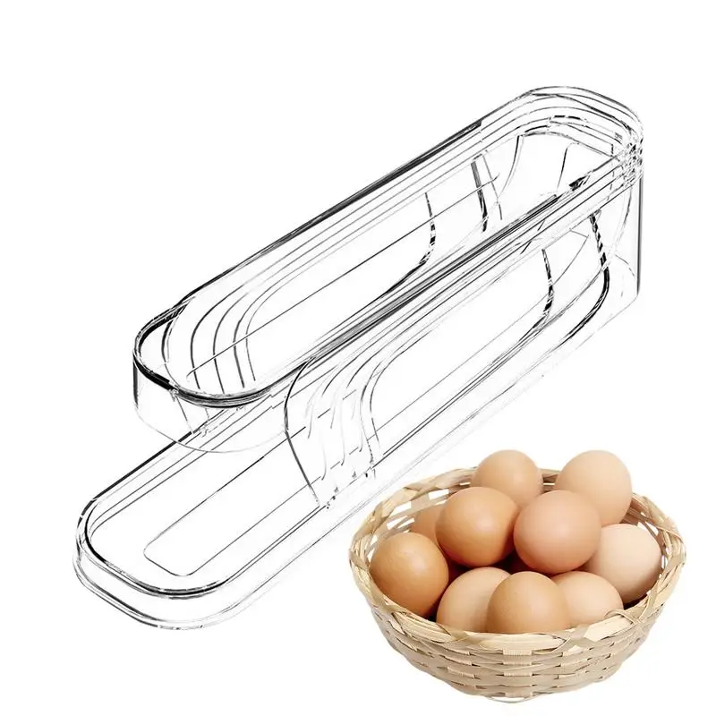 תיבת מתלה אוטומטית מחזיק אחסון תיבת ביצה סל מיכל המארגן מתארגן גלגלות מקרר ביצה למטבח