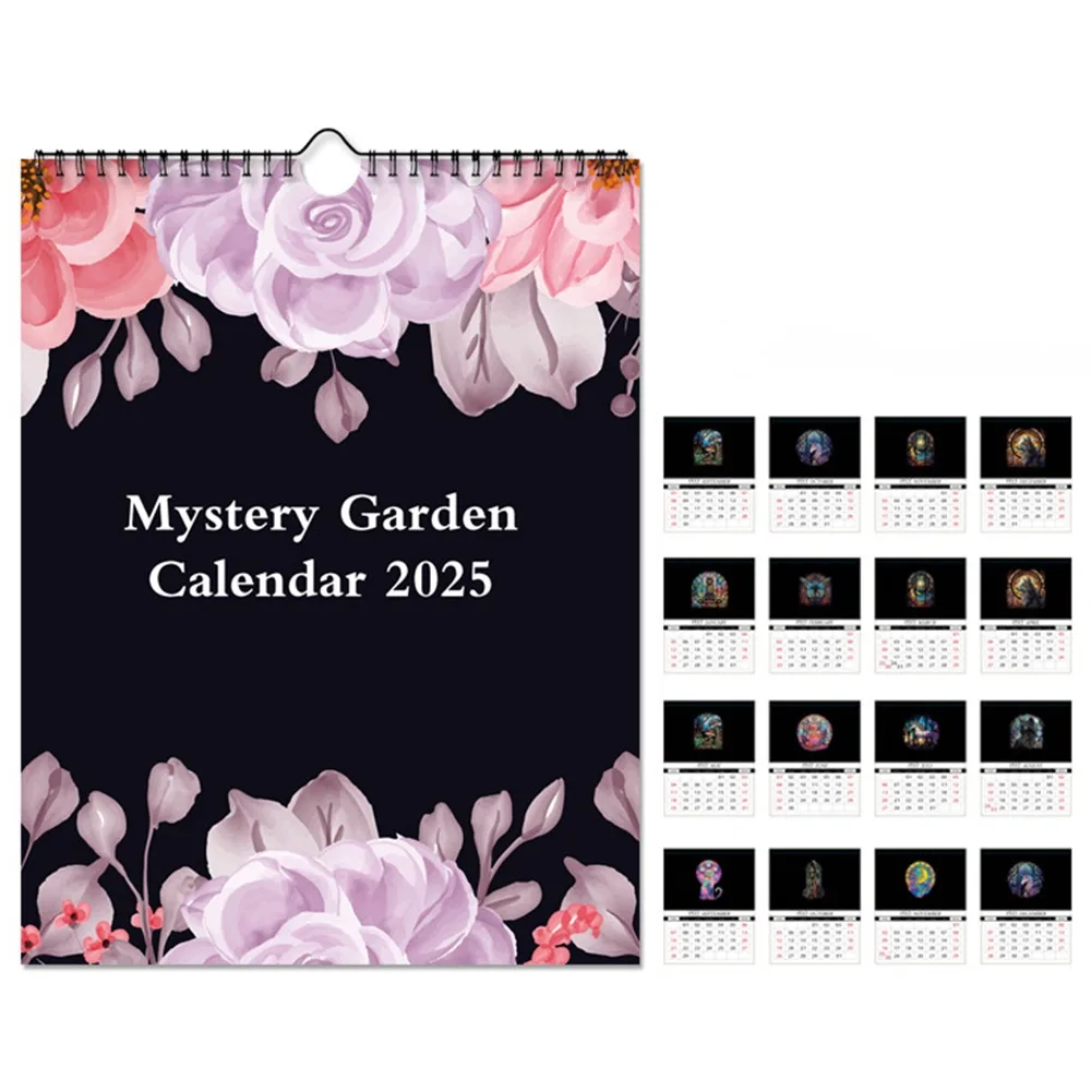 

18 Months 2025 Wall Lunar Calendars Dark Forest 2024-2025 English Wall hanging Calendar with Illustrations Coil Calendar