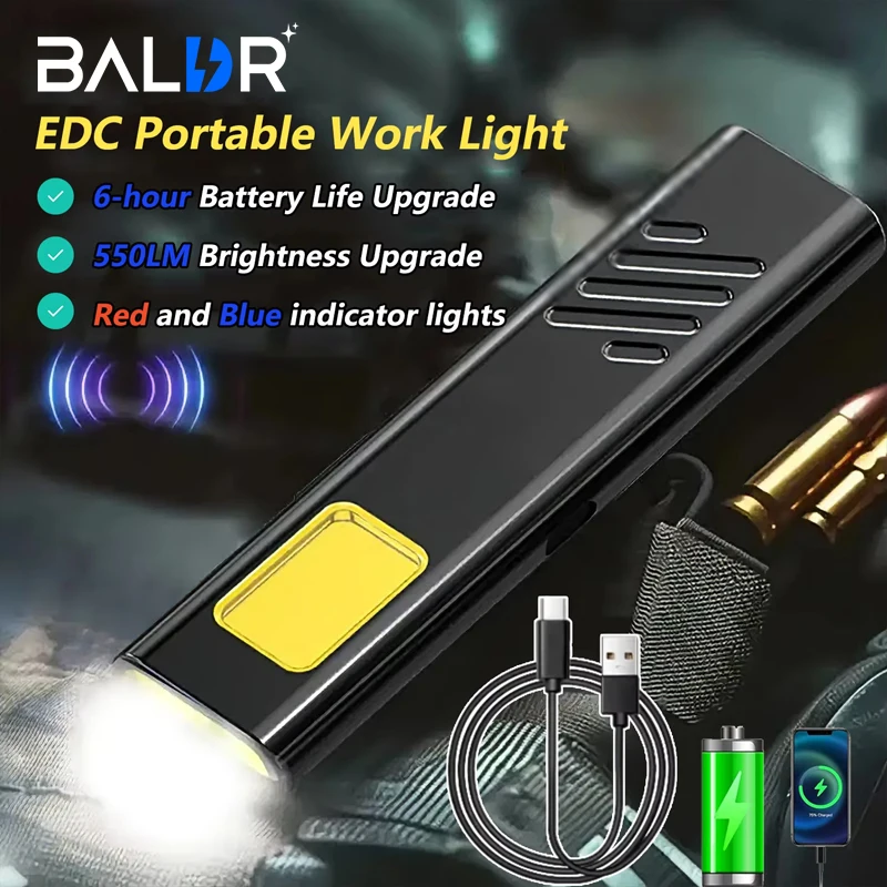Security Flashing Work Light Warning Light Strong Light Mini Portable Outdoor Maintenance Emergency EDC Flashlight Cap Clip
