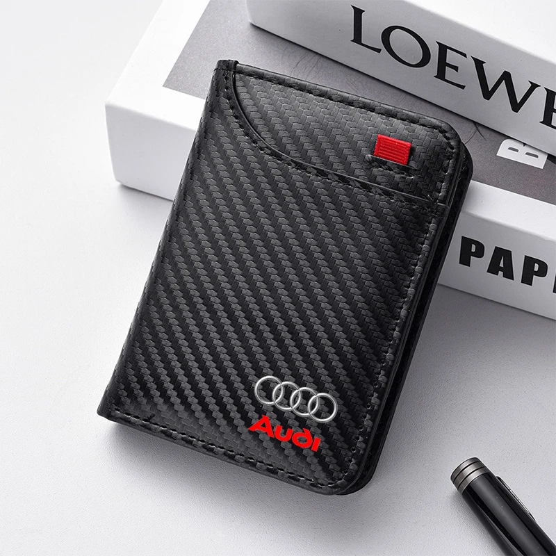 

Carbon Fiber Leather Car Driving Document ID Passport Wallet Card Purses For Audi RS A7 A3 A4 A6 A5 Q5 A1 Q7 RS3 RS4 Q8 TT Sline