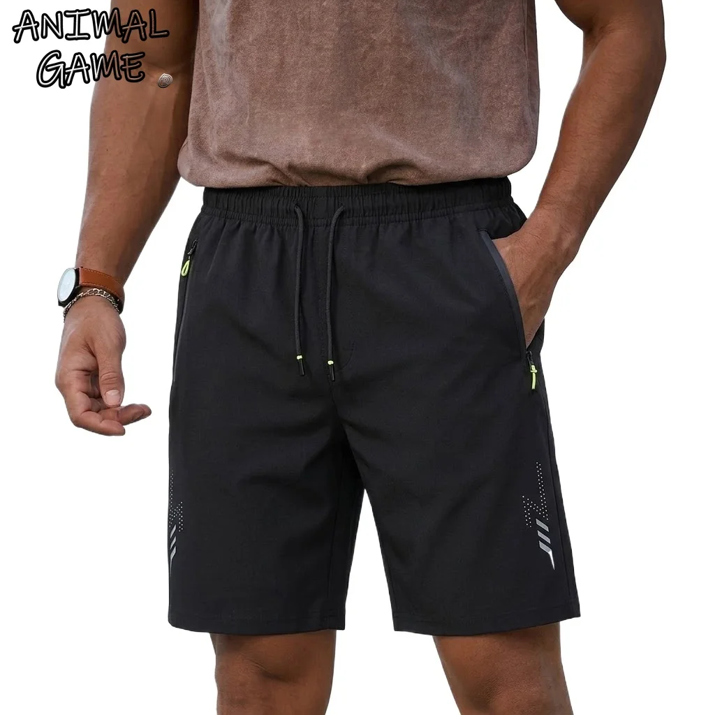 

Summer Quick Dry Short Pants Gym Man Hawaiian Gym Pants Pocket Sport Beach Casual Shorts for Men Zipper Wimsuit Loose Work Pants